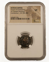 CONSTIUS1ST(QUARTER NUMMUS)NGC(VF) Roman AE3 of Constantius Chlorus 1st (AD 293-306) NGC(VF)