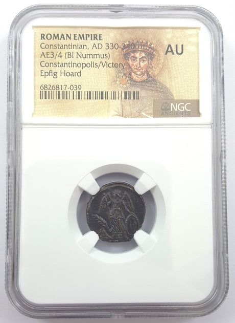 CONSTOPOL(EPFIG)NGC(AU) Roman AE of Constantinopolis (AD 330-346) Epfig Hoard NGC(AU)