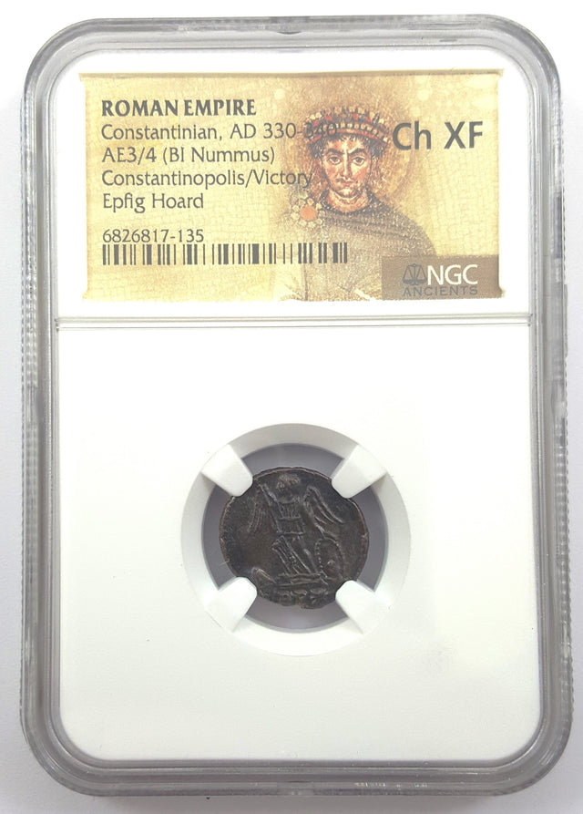 CONSTOPOL(EPFIG)NGC(XF) Roman AE of Constantinopolis (AD 330-346) Epfig Hoard NGC(XF)