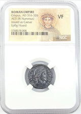 CRISPUS(AE3)NGC(EPFIG)(VF) Roman AE3 of Crispus (AD 304-326) NGC from the Epfig hoard.(VF)