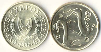 Cyprus KM54.3(U) 2 Cents (goats)