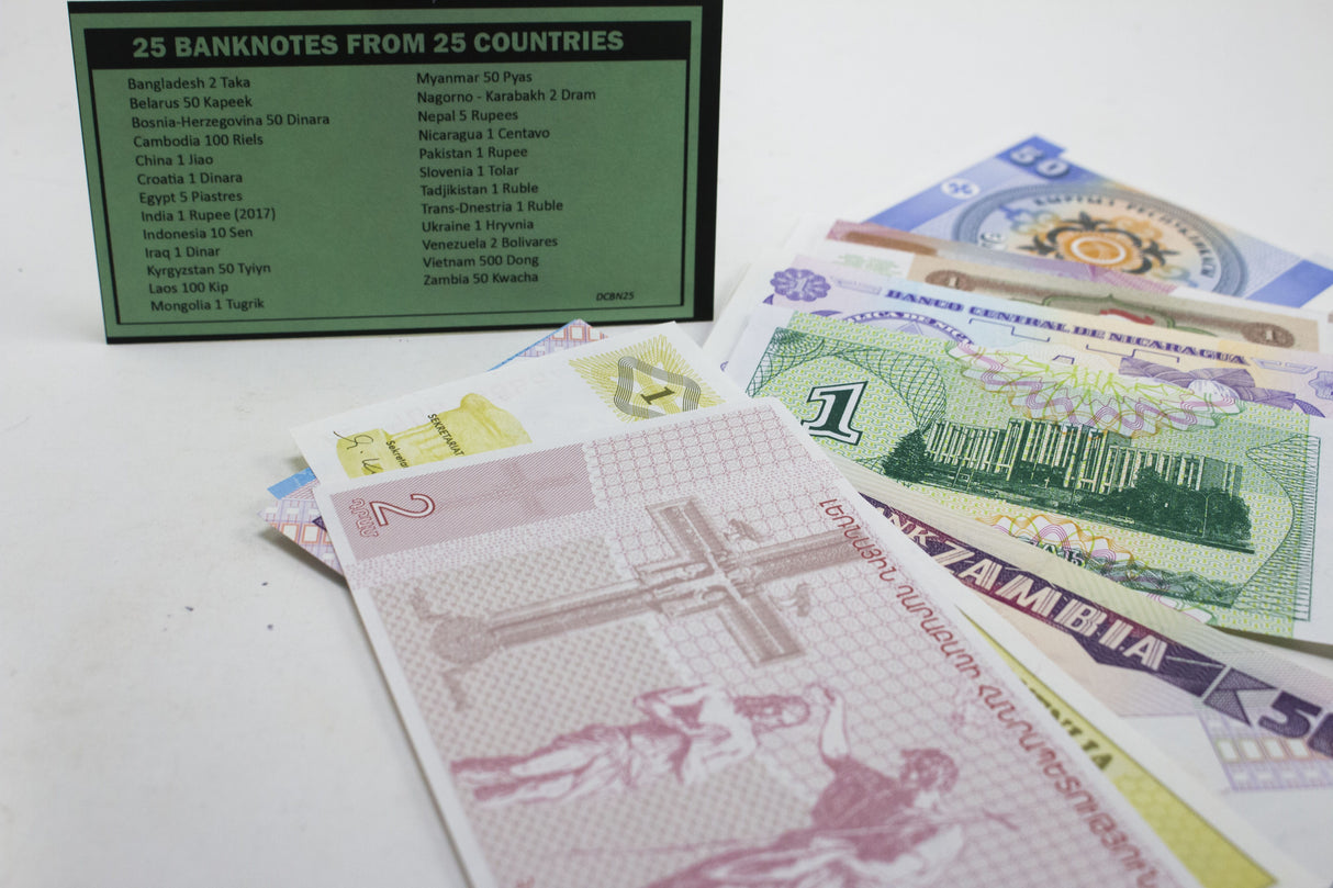 25 banknotes, 25 different countries