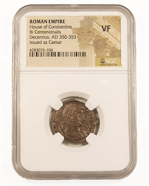 DECENTIUS(AE2)NGC(VF) Roman bronze of Magnus Decentius (350-353) NGC(VF)