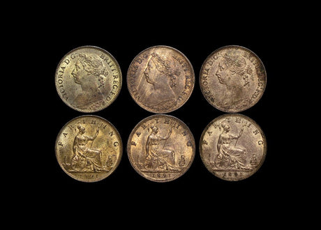 DL1089 Great Britain, Victoria (1837-1901), Bronze Farthings, 1891 (3), UNC with lustre, a lot of (3) coins