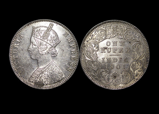 DL1257 British India, Victoria (1837-1901), Silver Rupee, 1901C, AU, KM492, a lot of (1) coin