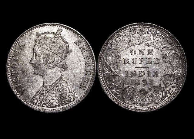 DL1398 British India, Victoria (1837-1901), Silver Rupee, 1891C, AU, KM492, a lot of (1) coin