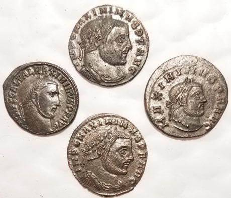 DL2003 Lot of 4 Maximinus II Bronze, Different Types, With Silvering (AU)