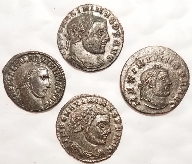 DL2003 Lot of 4 Maximinus II Bronze, Different Types, With Silvering (AU)