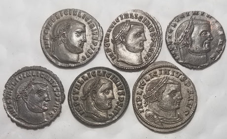 DL2012 Lot of 6 Licinius I Folles (XF/AU) Silvered