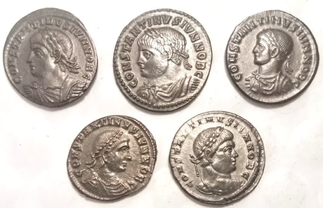 DL2022 Lot of 5 Constantine II (AU+) Silvering Intact