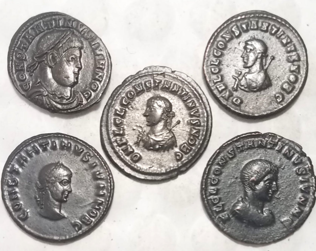 DL2023 Lot of 5 Constantine II (XF/AU) Scarce Types, Youth Portraits