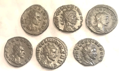 DL2030 Lot of 6 Claudius II (AU) Original Silvering Intact