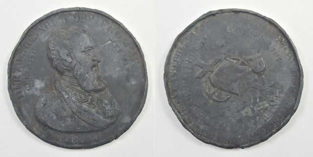 DL2086 Dealer lot of one (1) lead German medal depicting Herzog Heinrich der Fromme. Unclear date, likely 1500s.(F)