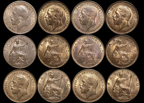 DL321 Great Britain, George V (1910-1936), Bronze Farthings (6), a lot of (6) coins