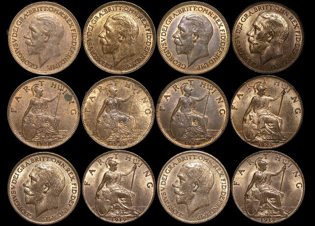 DL322 Great Britain, George V (1910-1936), Bronze Farthings (6), a lot of (6) coins