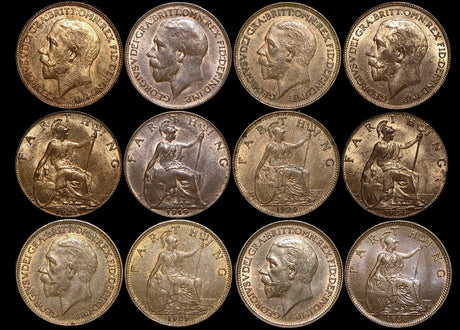 DL324 Great Britain, George V (1910-1936), Bronze Farthings (6), a lot of (6) coins