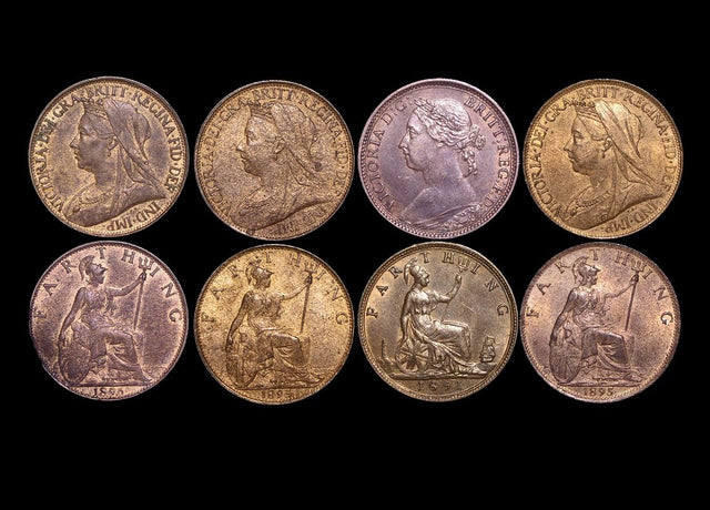 DL571 Great Britain, Victoria (1837-1901), Bronze Farthings, 1895 (2), 1896 (1), 1891 (1) UNC with lustre, a lot of (4) coins