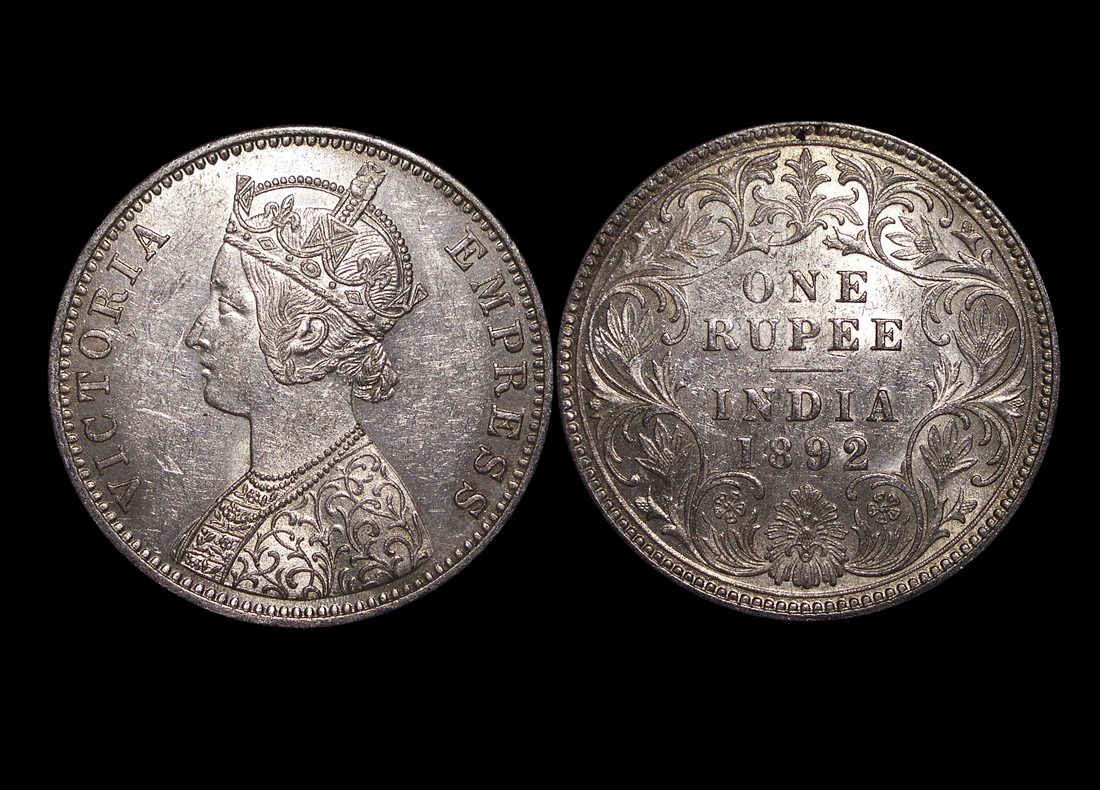 DL762 British India, Victoria (1837-1901), Silver Rupee, 1892C, AU, KM492, a lot of (1) coin