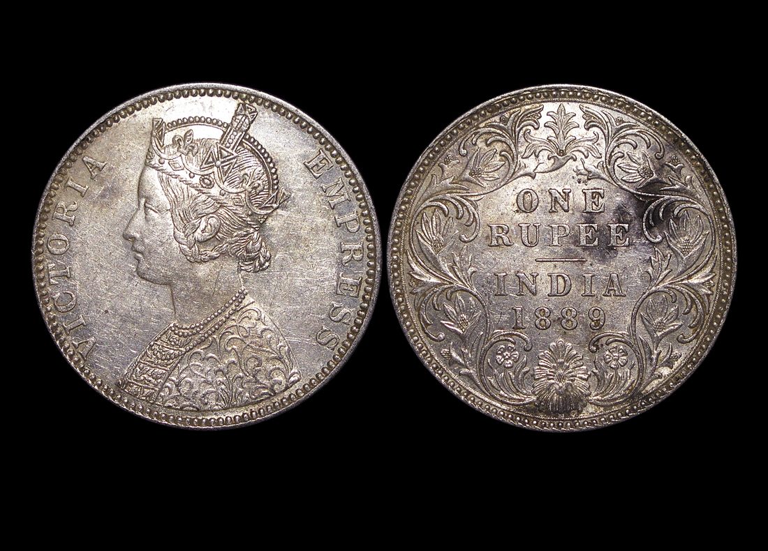 DL769 British India, Victoria (1837-1901), Silver Rupee, 1889C, AU, KM492, a lot of (1) coin