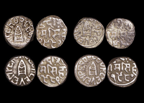 DL817 British India, Princely States, Bundi, Silver Rupee, dated 1922-1932 CE, reads GEORGE V EMPEROR, KM18.2, EF, a lot of (4) coins