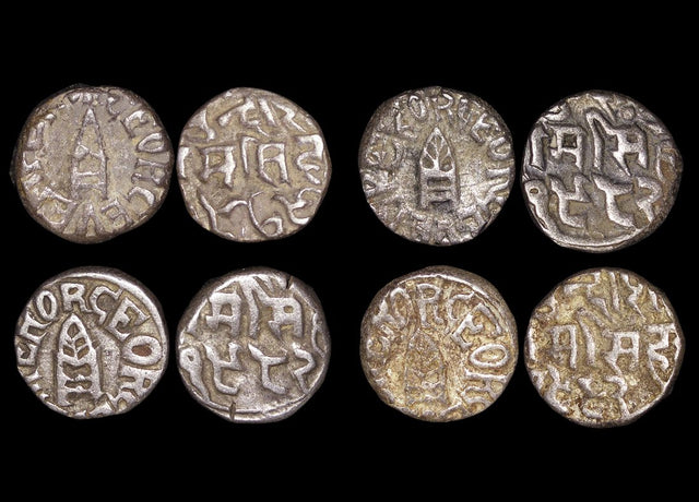 DL818 British India, Princely States, Bundi, Silver Rupee, dated 1922-1932 CE, reads GEORGE V EMPEROR, KM18.2, EF, a lot of (4) coins