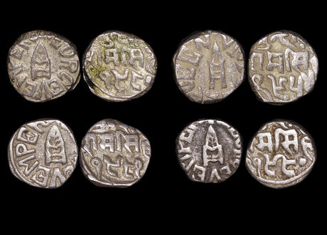 DL819 British India, Princely States, Bundi, Silver Rupee, dated 1922-1932 CE, reads GEORGE V EMPEROR, KM18.2, EF, a lot of (4) coins