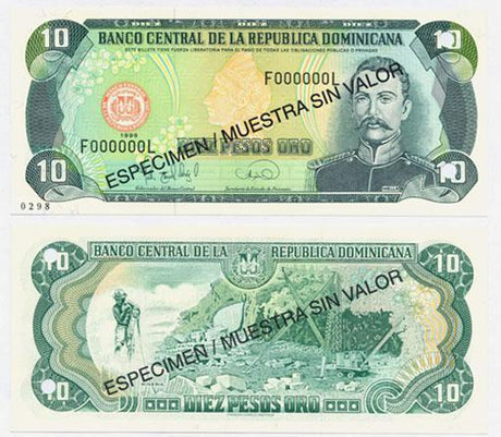 Dominican Rep. P153s(1996)(U) 10 Pesos (specimen)