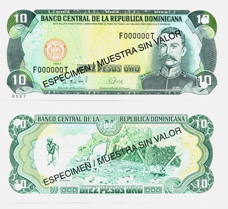 Dominican Rep. P153s(1997)(U) 10 Pesos (specimen)