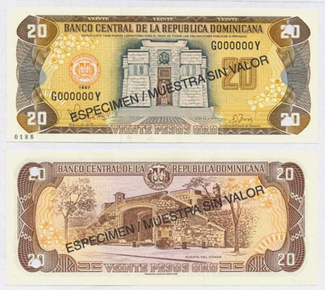 Dominican Rep. P154s(1997)(U) 20 Pesos (specimen)