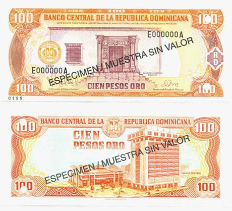 Dominican Rep. P156s(1997)(U) 100 Pesos (specimen)