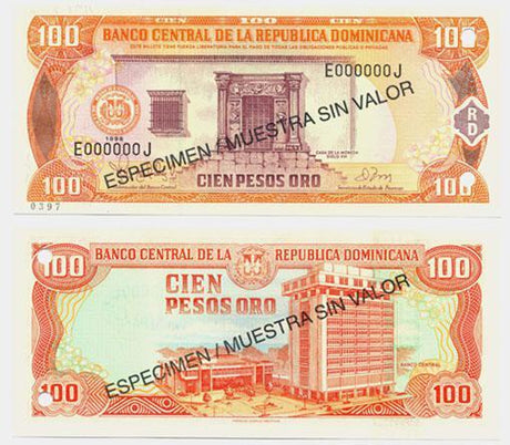 Dominican Rep. P156s(1998)(U) 100 Pesos (specimen)