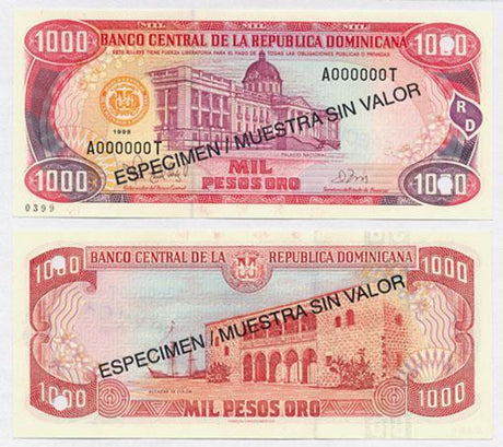 Dominican Rep. P158s(1998)(U) 1,000 Pesos (specimen)