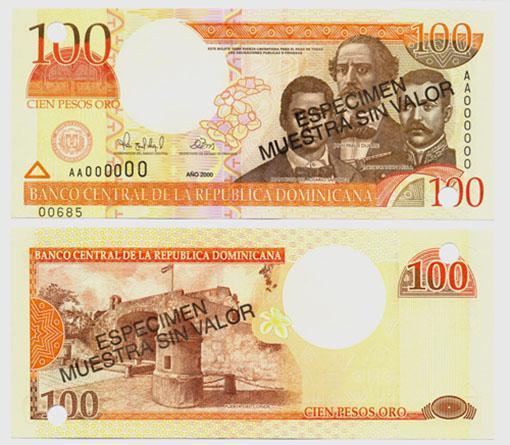 Dominican Rep. P162s(2000)(U) 100 Pesos (specimen)