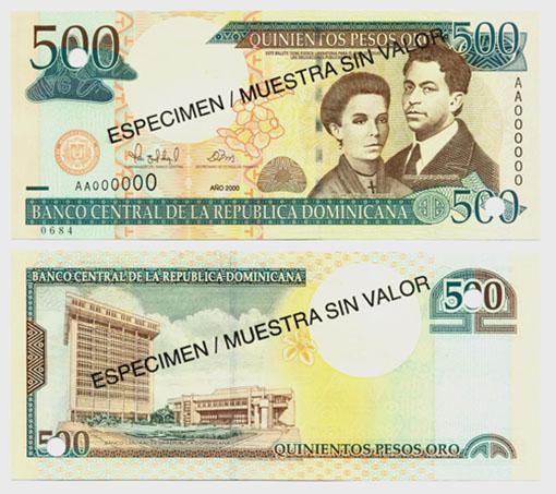 Dominican Rep. P163s(2000)(U) 500 Pesos (specimen)