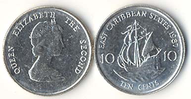 East Caribbean KM13(U) 10 Cents