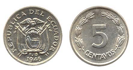 Ecuador KM75b(U) 5 Centavos - 1946