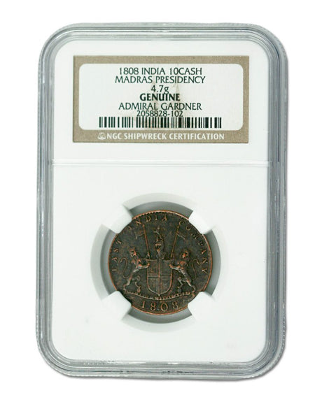 Admiral Gardner (1808) Shipwreck Treasure 10 Cash NGC (Clear Box) (EINDKM320(AE)BOXNGC-CLR)