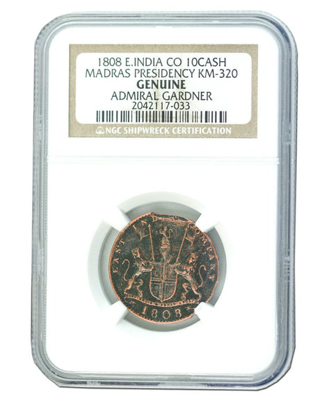 Admiral Gardner (1808) Shipwreck Treasure 10 Cash NGC (Clear Box) (EINDKM320(AE)BOXNGC-CLR)