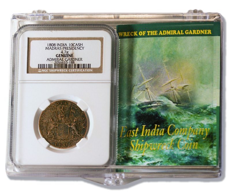 Admiral Gardner (1808) Shipwreck Treasure 10 Cash NGC (Clear Box)