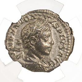 ELAGABALUS(AR)NGC(AU) Roman Silver Denarius of Elagabalus (AD 218-222) NGC(AU)