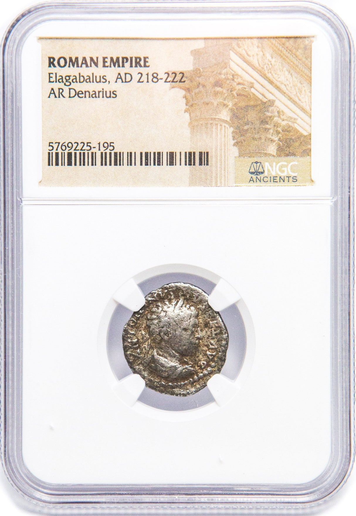 ELAGABALUS(AR)NGC(LG) Roman Silver Denarius of Elagabalus (AD 218-222) NGC(LG)