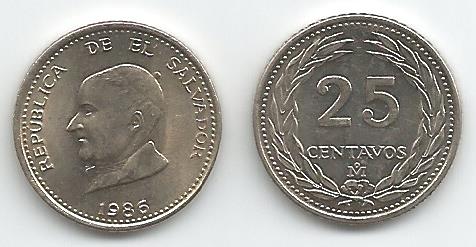 El Salvador KM139a(U) 25 Centavos