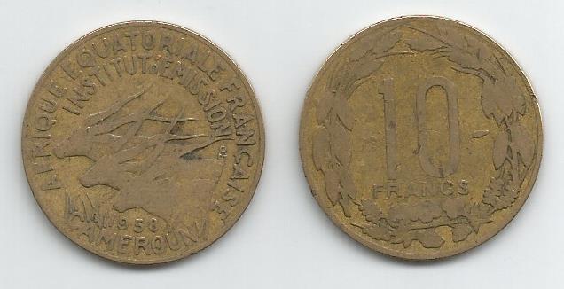 Equatorial African States KM2(C) 10 Francs