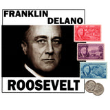 Franklin D. Roosevelt 4 Piece (One Coin + Three Stamps) (Mini Album) (FDR-4PCMINI)