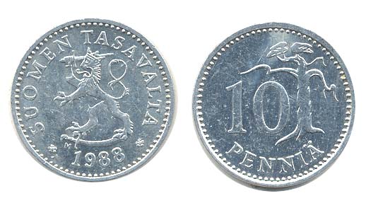 Finland KM46a(U) 10 Pennia