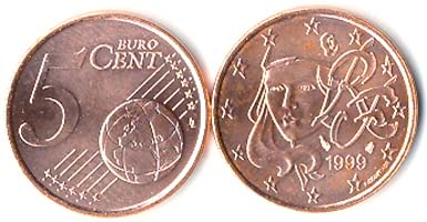 France KM1284(U) 5 Euro. Cents *