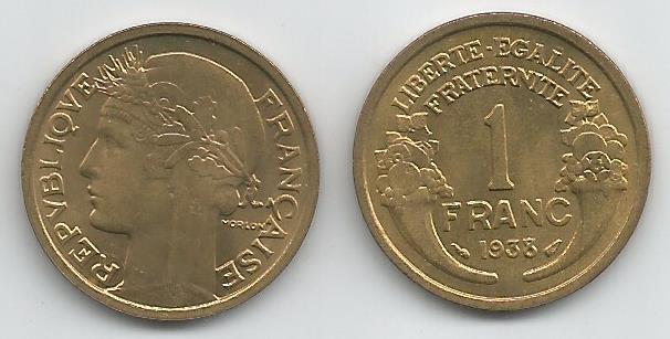 France KM885(U) 1 Franc - 1938 & 1941