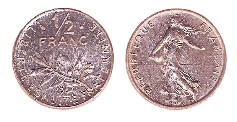 France KM931.1(XF) 1/2 Franc