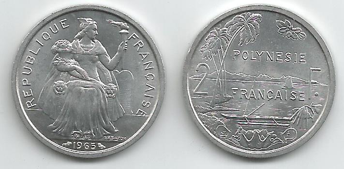 French Polynesia KM3(U) 2 Francs