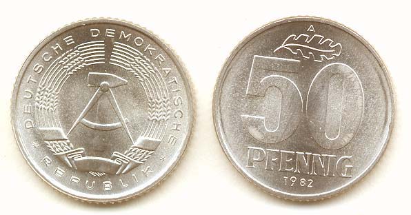 Germany D. R. KM12.2(U) 50 Pfennig